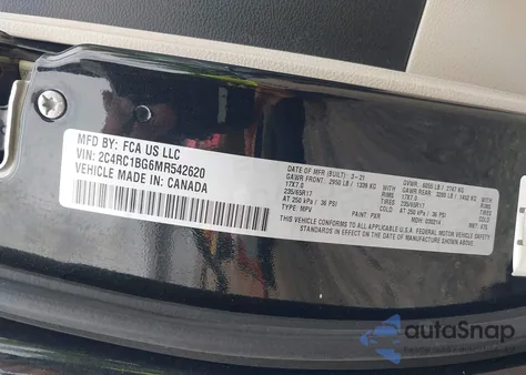 2021 Chrysler Pacifica Touring L z USA, uszkodzony, nr VIN 2C4RC1BG6MR542620